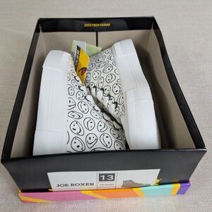 Joe Boxer High Top Sneakers Kids Size 13 White NWT Smiley Face Print Platform
